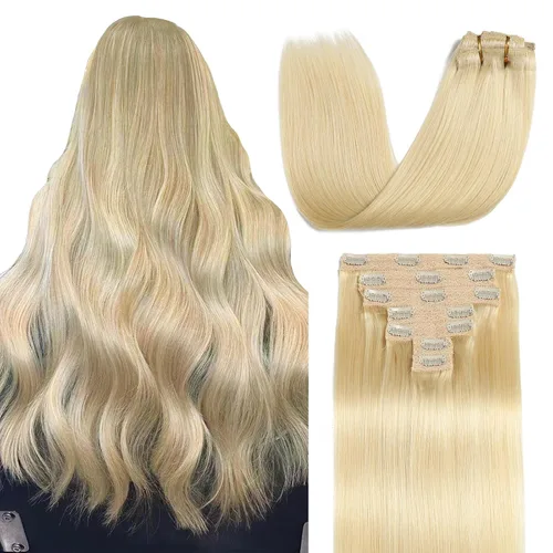Vista 11 de Sisily - Extensiones de cabello con clip de cabello humano real, 30 cm 70 g, balayage de marrón chocolate a rubio, 100% cabello humano Remy