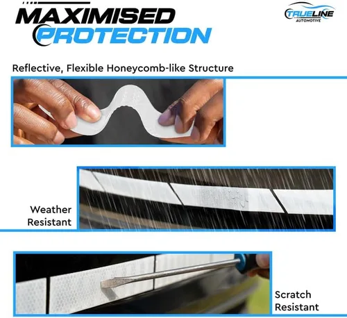 Vista 2 de TRUE LINE Automotive Adhesivo reflectante para maletero trasero, adhesivo de advertencia trasero de parachoques, marcadores de seguridad para moldura