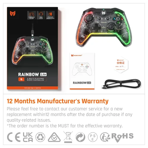 Vista 9 de Wired Controllers, BIGBIG WON PC Gaming Controller RGB2 Custom ButtonsMacroTurbo, Controller for PC Win10&11, Controller for Switch for Zelda Tears