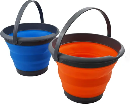 Vista 14 de SAMMART Cubo de plástico plegable de 8,5 L (2,2 galones) - Tina redonda plegable - Cubo de agua portátil para pesca - Maceta al aire libre que Azul