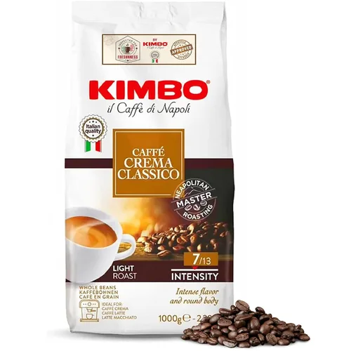 Vista 6 de Kimbo Café en grano entero, aroma dorado, 100% café Acrabica, tostado oscuro medio, intensidad 9/13, bolsa de 2.2 libras (35.27 onzas)