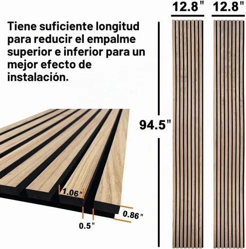 Vista 2 de YLL YLL Paneles de Pared de Madera YLL YLL Paneles de Pared Acústicos para Decoración de Pared Interior Dos 94.68" x 12.79" Panelado de Listones