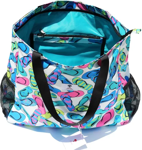 Vista 4 de Bolsa grande de playa resistente al agua, ligera de 20 pulgadas, bolsa grande para mujer, para gimnasio, playa, viajes, piscina, yoga, enfermeras