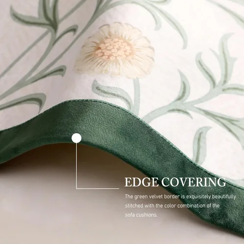 Vista 4 de patdrea Funda de sofá de diseño, fundas de terciopelo verde floral para banco de cama seccional, fundas de banco de cama de lujo, funda