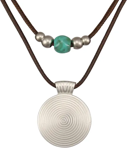 Vista 48 de Jeilwiy Collar de cuero para mujer, collar funky, gargantilla de cuerda con colgante, joyería de estilo bohemio