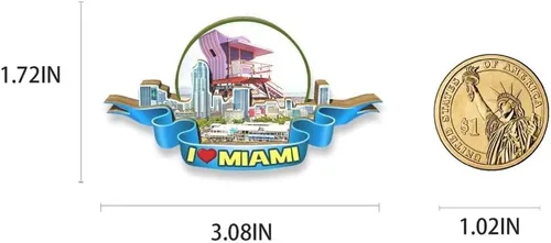 Vista 3 de Imán de Miami de Estados Unidos imán de nevera de madera 3D monumentos de viaje coleccionables recuerdos decoración hecho a mano 2
