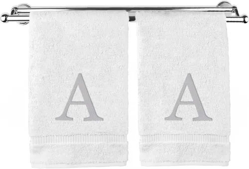 Vista 81 de Toalla de mano monogramada, regalo personalizado, juego de 2 - Toalla bordada con letra de bloque dorada - Extra absorbente 100% algodón turco