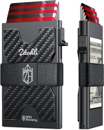 Vista 11 de Zitahli Cartera novedosa para niños y hombres, tarjetero delgado con capacidad para 6 + 6 tarjetas, funda de tarjeta de metal, carteras minimalistas