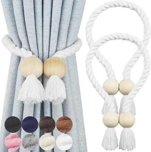 Vista 16 de Alzapaños magnéticos para cortinas, alzapaños decorativos Nieffeiy Beige