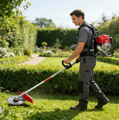 Vista 4 de Gx35 Mochila de 4 tiempos 7 en 1 Cortador de Cepillos Tiller Hierba Cortadora de setos Cortacésped Wacker
