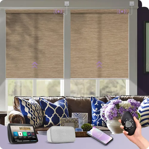 Vista 15 de Graywind Persianas enrollables inteligentes, persianas tejidas naturales para ventanas, control Alexa y Google, persianas motorizadas con control
