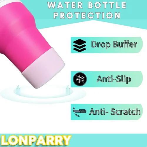 Vista 2 de Paquete de 2 botas de silicona para Stanley Cup de 30 oz y 40 onzas, protector inferior antideslizante y reductor de ruido, cubierta base de vaso