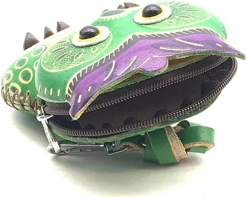 Vista 19 de Handmade Vintage Genuine Leather 3D Animal Owl Coin Purse with Removable Wrist Strap (Brown)