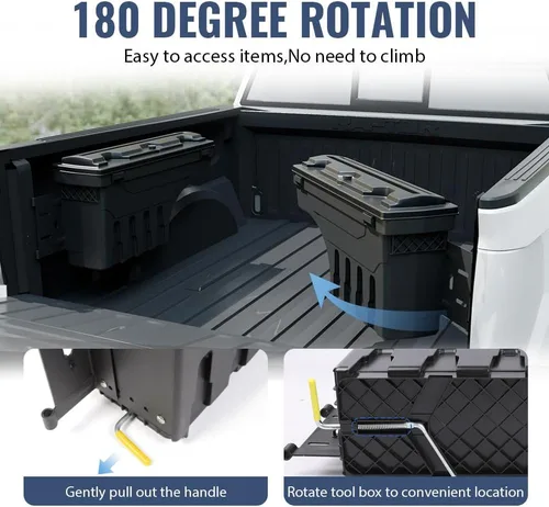 Vista 5 de PIT66 Caja de almacenamiento para cama de camión lado derecho compatible con Ford F150 1997-2014