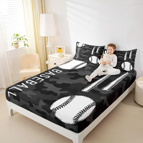 Vista 32 de Erosebridal Graffiti Rugby Ball Sheets for Boys Girls Colorful Rugby Helmet Fitted Sheet,Sports Kids Bedding Sets Football Game Bed Sets Twin 2 Piece