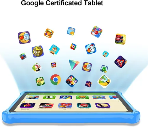 Vista 3 de PRITOM Tablet infantil de 7 pulgadas con cordón, tableta Android 13 de 32 GB con WiFi, cámara dual, educación, juegos, software para niños Azul