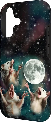 Vista 2 de Three Possum Moon 3 Opossum Funny Weird Cursed Meme Case para iPhone 17