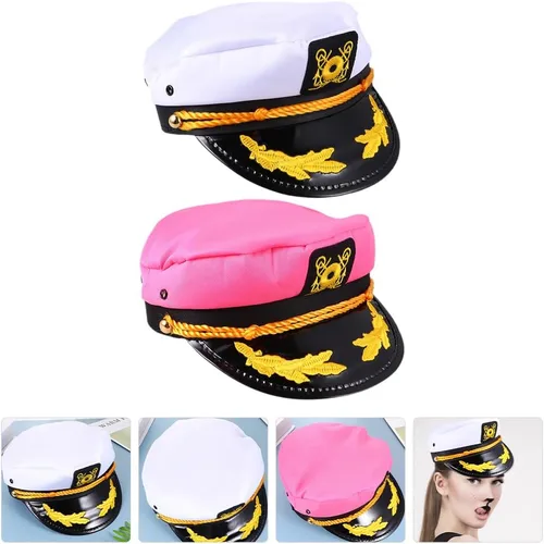 Vista 9 de PRETYZOOM 2 sombreros de capitán para actividades al aire libre para cosplay, fiestas temáticas náuticas y uso casual, adecuado para todas las edades