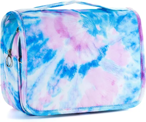 Vista 29 de Bolsa de aseo colgante de tie dye para niñas, bolsa de aseo de viaje para adolescentes, impermeable, para maquillaje y artículos de tocador, bolsa