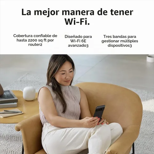 Vista 3 de Google Nest WiFi Pro - Wi-Fi 6E - Sistema Wi-Fi confiable para el hogar con velocidad rápida y cobertura para todo el hogar - WPS - Enrutador