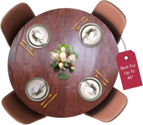 Vista 46 de LAMINET Mantel elástico ajustable para mesa, medallón grande, redondo, se adapta a mesas de hasta 45 a 56 pulgadas de diámetro Medallion