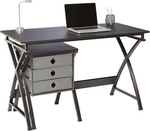 Vista 3 de Realspace® X-Cross - Escritorio para computadora de 48 pulgadas de ancho con archivador, color negro