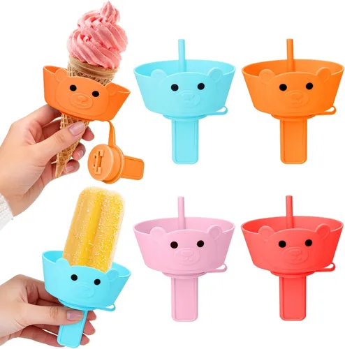 Vista 14 de AIERSA Juego de 12 soportes para paletas y fundas para paletas de hielo para niños, sin goteo, soporte de silicona para paletas con popote y fundas