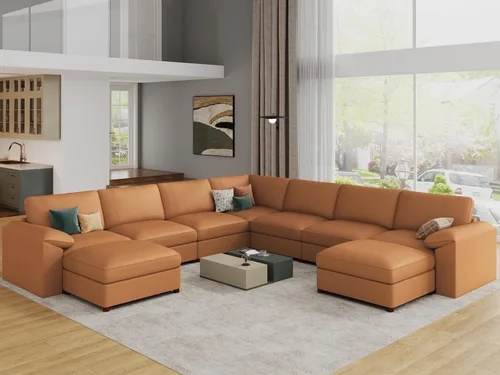 Vista 17 de EASE MOOSE Sofá modular seccional, sofá en forma de U para sala de estar Beige