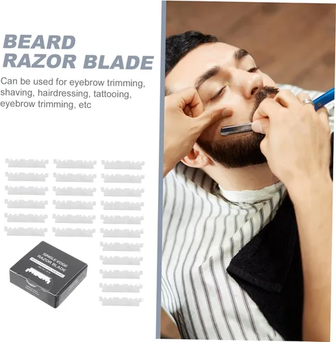 Vista 8 de Beavorty 300 piezas de cuchilla de afeitar cortador de cara cortador de barbería cuchillas recubiertas de platino afeitador para hombres viejo