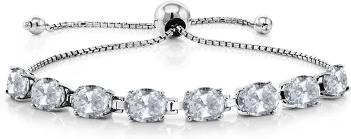 Vista 68 de Gem Stone King Pulsera de plata de ley 925 con piedra natal ovalada de 0.276 x 0.197 in para mujer, totalmente ajustable hasta 9 pulgadas