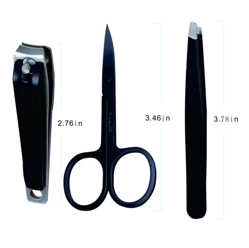 Vista 2 de Juego de 3 cortaúñas de acero inoxidable, cortadores de uñas y uñas de los pies, cortador profesional para hombres, mujeres, niños. Pinzas de punta