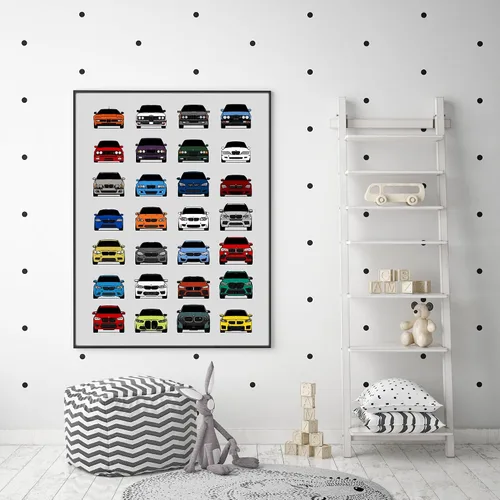 Vista 3 de Custom Car Posters Póster hecho a mano compatible con BMW M Car Poster Print Wall Art Decor of all BMW M Power Cars M3, M4, M5, M2, M6, M1 y más