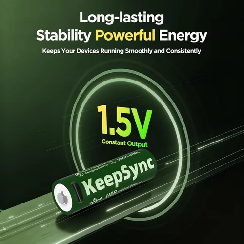 Vista 3 de Batería de litio recargable AA, salida constante de 1.5 V, recargable más de 1000 veces, carga rápida de 2 horas, protección inteligente integrada
