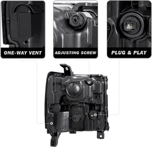 Vista 3 de Ensamble de faro HID/Xenón SOCKIR Compatible con Chevy Silverado 1500 2016-2019/19 Chevy Silverado 1500 LD [con bombilla HID D5S] con DRL LED