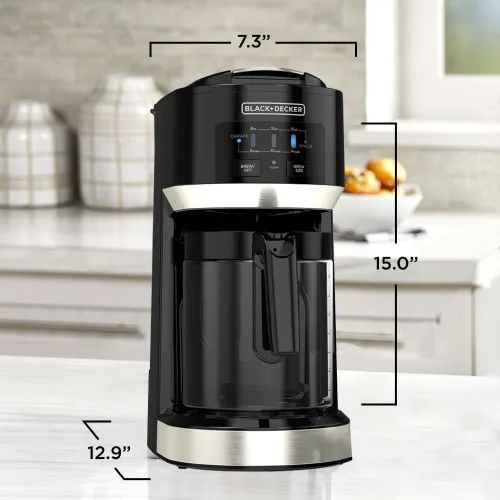 Vista 7 de BLACK+DECKER Cafetera de una sola porción y jarra Prepara tazas individuales o jarras con filtros reutilizables, plato para mantener caliente