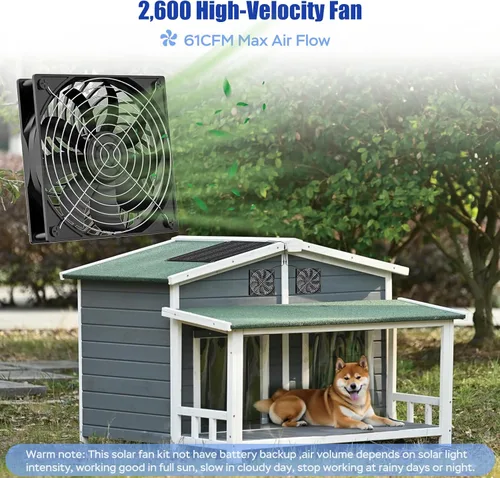 Vista 2 de MARBERO Kit de ventilador solar de 4.7 pulgadas, panel solar de 15 W con 2 ventiladores impermeables, ventilador de aire de entrada o escape
