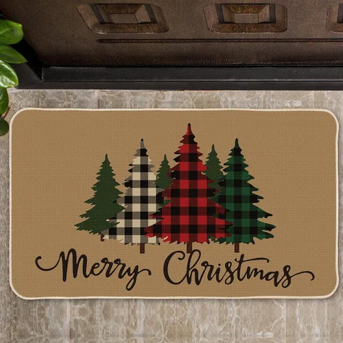 Vista 10 de Tapete decorativo de puerta de Feliz Navidad, tapete de invierno con muñeco de nieve, tapete de bienvenida, antideslizante, lavable, tapete