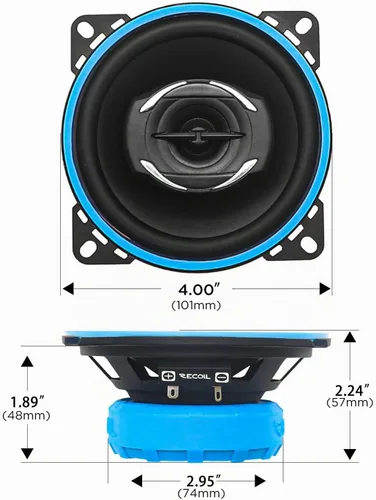 Vista 6 de RECOIL RCX4 Echo Series Sistema de altavoces coaxiales de audio para automóvil de 4 pulgadas