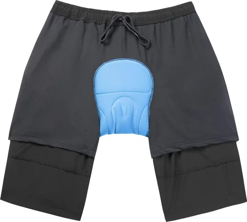 Vista 3 de Pantalones cortos de ciclismo para hombre, con acolchado 3D, para bicicleta y ciclismo, ligeros, holgados, para hombre