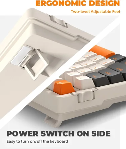 Vista 9 de ZIYOU LANG Teclado mecánico inalámbrico 96% para juegos, USB 2.4G + tipo cBT5.0, interruptor rojo intercambiable en caliente y teclas de flecha