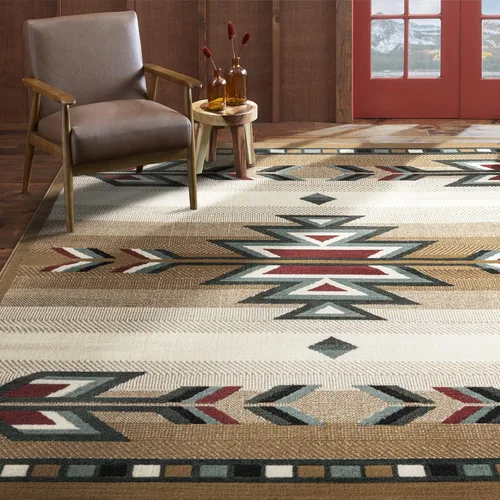 Vista 2 de Home Dynamix Premium Sagrada Southwestern - Alfombra de área geométrica beige/verde, 5'2"x7'4