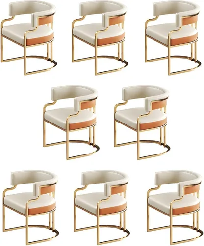Vista 46 de Sillas de comedor de cocina para interiores, silla lateral tapizada para el hogar, silla con brazo de respaldo bajo, silla de comedor con piel