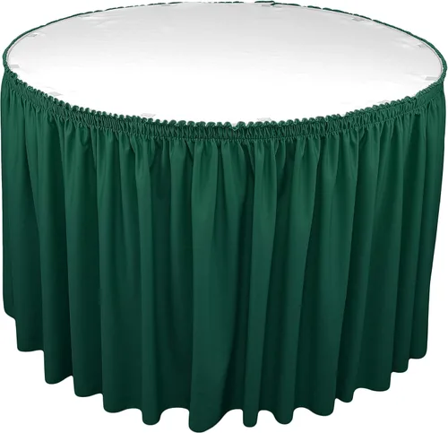 Vista 2 de TableLinensforLess Faldón de mesa de poliéster, altura de mesa (13 pies, plisado, bosque)