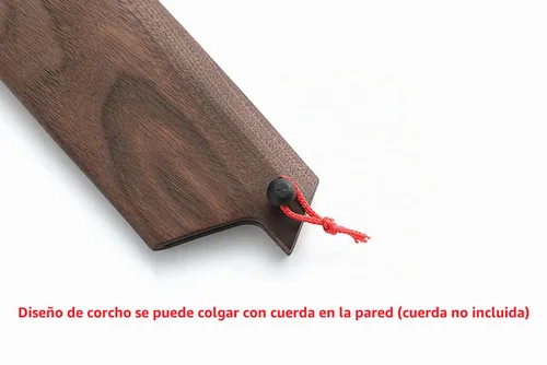 Vista 4 de Funda magnética hecha a mano para cuchillos de chef Kiritsuke de madera de nogal negro natural, funda protectora de madera