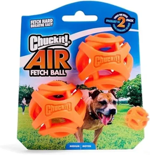 Vista 7 de Pelota de juguete Chuckit! Air Fetch para perros, pequeña (5.08 cm de diámetro), para perros de 0-9 kg, paquete de 2 Diseño hueco, similar a