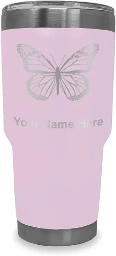 Vista 15 de LaserGram Vaso aislado al vacío de 20 onzas, mariposa monarca, grabado personalizado incluido (negro)