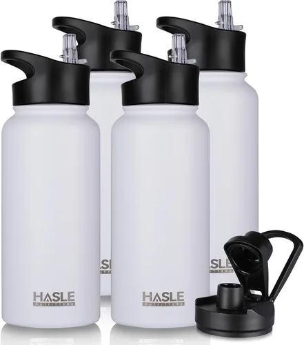 Vista 8 de HASLE OUTFITTERS Botella de agua aislada de 22 onzas, botella de agua de acero inoxidable de doble pared de boca ancha con tapa de popote y tapa