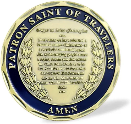 Vista 4 de 10PCS St Christopher Challenge Coins Patron Saint Traveler Protection Medal Catholic Travel Safety Gift for Drivers Pilgrims Commuters Road Trips
