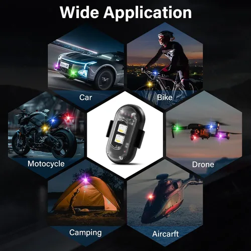 Vista 4 de Luces LED inalámbricas para coche 8 piezas con control remoto, luces LED estroboscópicas inalámbricas 8 colores con carga USB, IP65, impermeables