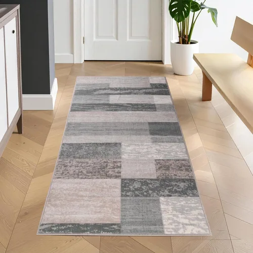 Vista 56 de Superior - Alfombra de pasillo, reverso de yute, moderna, geométrica, para dormitorio, oficina, sala de estar, entrada, suelo de madera dura